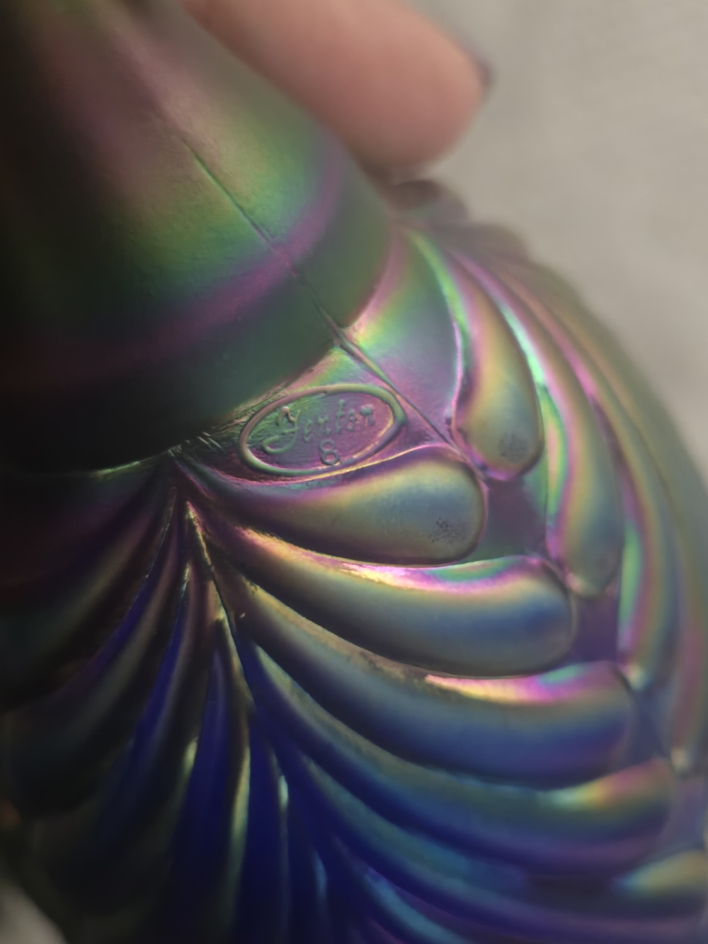 Fenton Cobalt Marigold Blue Iridescent Carnival Glass Bell Beauty Vintage - Picture 4 of 9